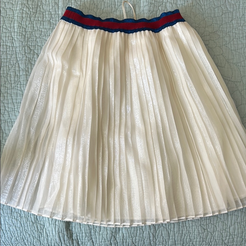 Elegant Cream Pleated Skirt